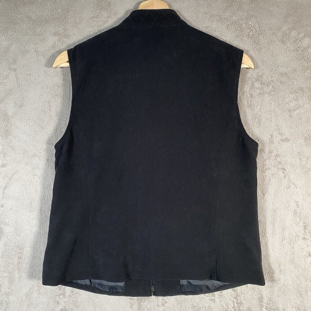 JM Collection Black Quilted Vest Womens 6 Full Zip Up Equestrian Country Classic - Picture 4 of 9